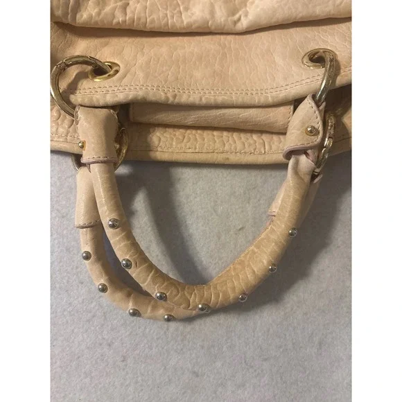 Aleanto Collezioni Leathe Tote Bag Women Cream Good Made in Italy Studded Handle - Picture 11 of 11